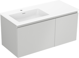 Mexen Rivel mobiletto da bagno 100 cm con lavabo Otis sinistro, 1S, 1D, scanalato, grigio opaco/bianco opaco