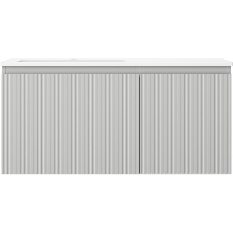 Mexen Rivel badkamerkast 100 cm met wastafel Otis links, 1S, 1D, gegroefd, grijs mat/wit mat - 91A23-10047-3-BBFF62-W18L01