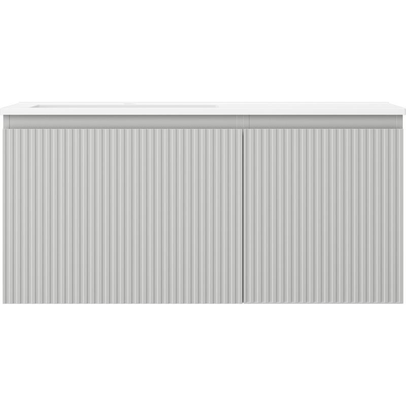 Mexen Rivel mobiletto da bagno 100 cm con lavabo Otis sinistro, 1S, 1D, scanalato, grigio opaco/bianco opaco