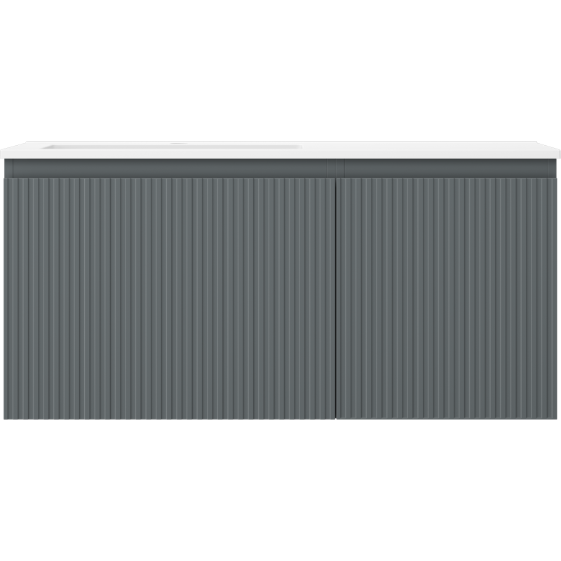 Mexen Rivel badkamerkast 100 cm met wastafel Otis links, 1S, 1D, gegroefd, grafiet mat/wit mat - 91A23-10047-3-BBFF66-W18L01