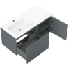 Mexen Rivel 100 cm bathroom cabinet with left Otis sink, 1S, 1D, grooved, matte graphite/white matte