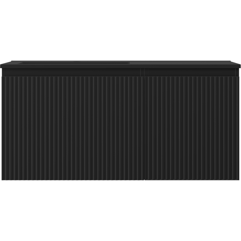 Mexen Rivel Badezimmermöbel 100 cm mit Waschbecken Otis links, 1S, 1D, geriffelt, schwarz matt - 91A23-10047-3-BBFF71-W18L71