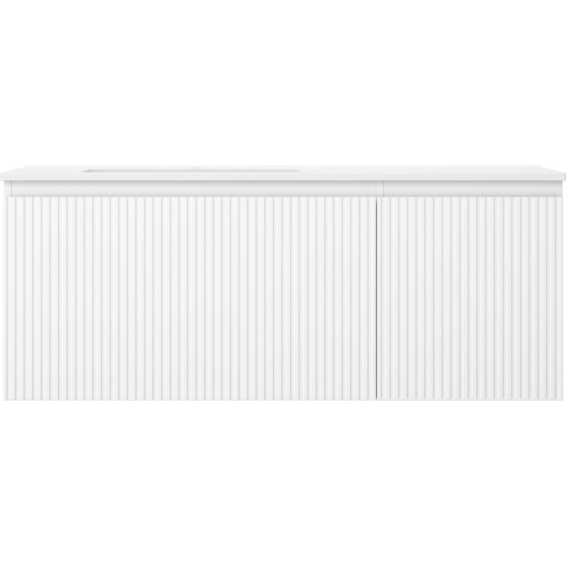 Mexen Rivel 120 cm bathroom cabinet with Otis left sink, 1S, 1D, grooved, white matte - 91A23-12047-3-BBFF01-W18L01