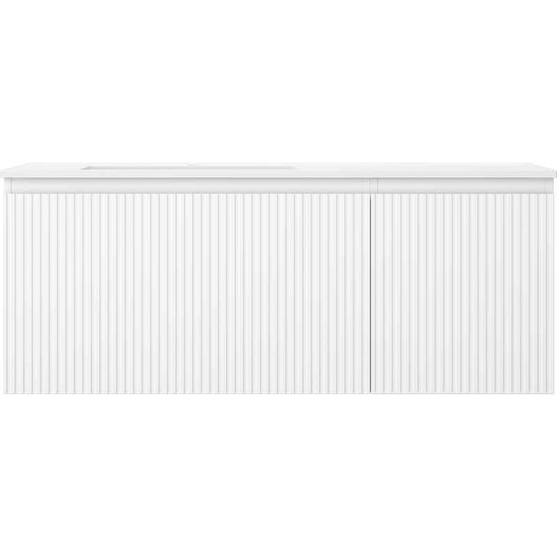 Mexen Rivel armario de baño de 120 cm con lavabo Otis izquierdo, 1S, 1D, estriado, blanco mate - 91A23-12047-3-BBFF01-W18L01