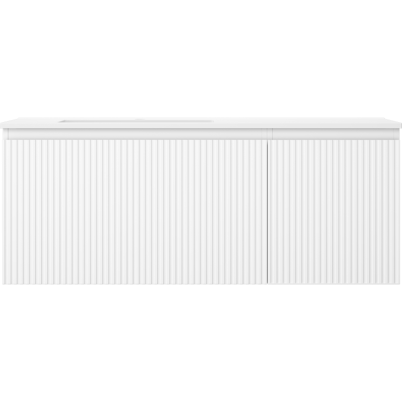 Mexen Rivel Buedzëmmer Cabinet 120 cm mat Umiwwel Otis lénks, 1S, 1D, geribbelt, wäiss mat - 91A23-12047-3-BBFF01-W18L01