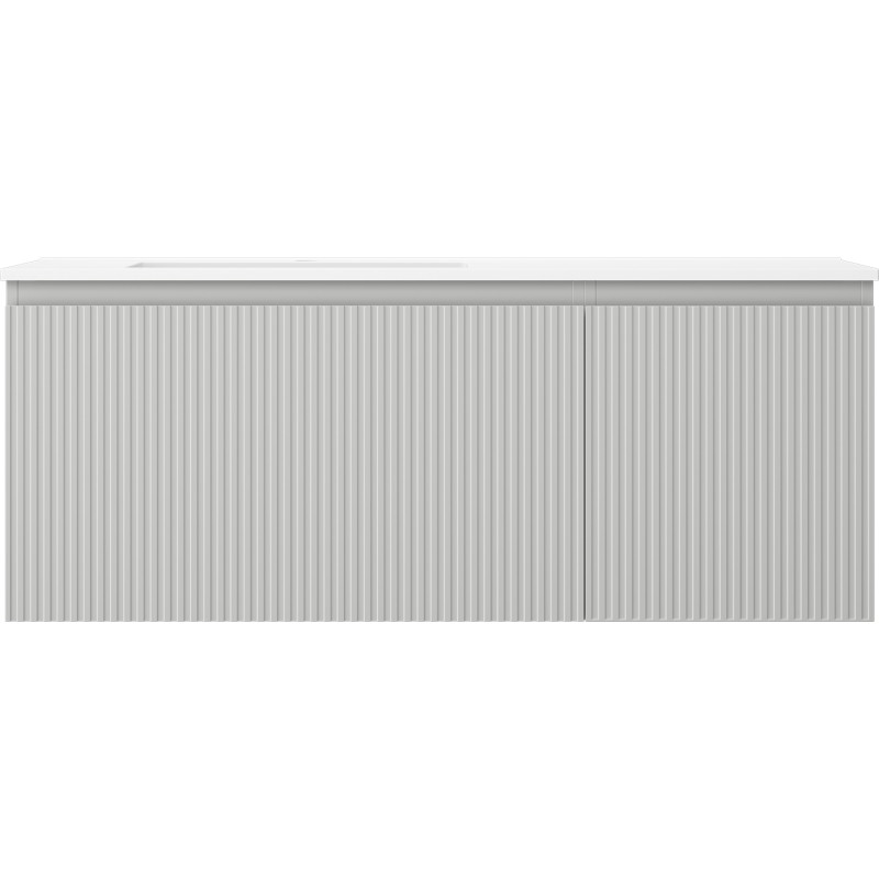 Mexen Rivel badkamerkast 120 cm met wastafel Otis links, 1L, 1D, gegroefd, grijs mat/wit mat - 91A23-12047-3-BBFF62-W18L01