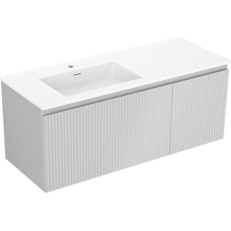 Mexen Rivel 120 cm Bathroom Cabinet with Left Sink Otis, 1 Drawer, 1 Door, Grooved, Gray Matte/White Matte