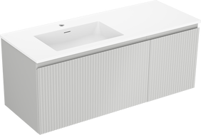 Mexen Rivel 120 cm Bathroom Cabinet with Left Sink Otis, 1 Drawer, 1 Door, Grooved, Gray Matte/White Matte