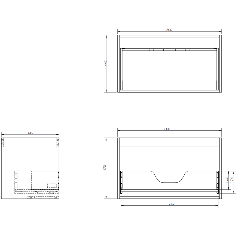 Mexen Rivel badkamerkast 120 cm met wastafel Otis links, 1S, 1D, gegroefd, grafiet mat/wit mat - 91A23-12047-3-BBFF66-W18L01