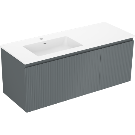 Mexen Rivel szafka łazienkowa 120 cm z umywalką Otis lewą, 1S, 1D, ryflowana, grafit mat/biała mat - 91A23-12047-3-BBFF66-W18L01