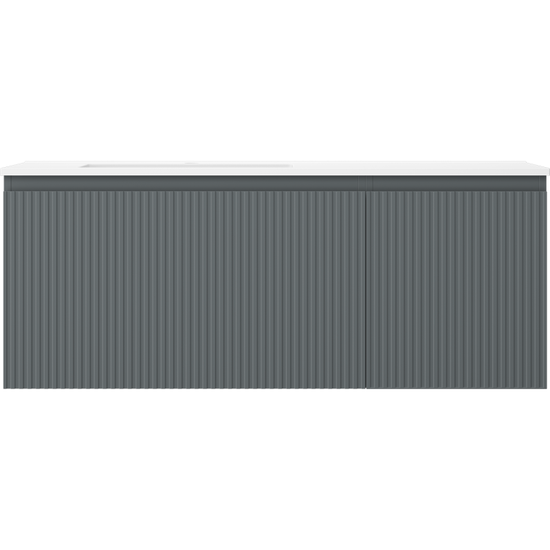 Mexen Rivel badkamerkast 120 cm met wastafel Otis links, 1S, 1D, gegroefd, grafiet mat/wit mat - 91A23-12047-3-BBFF66-W18L01