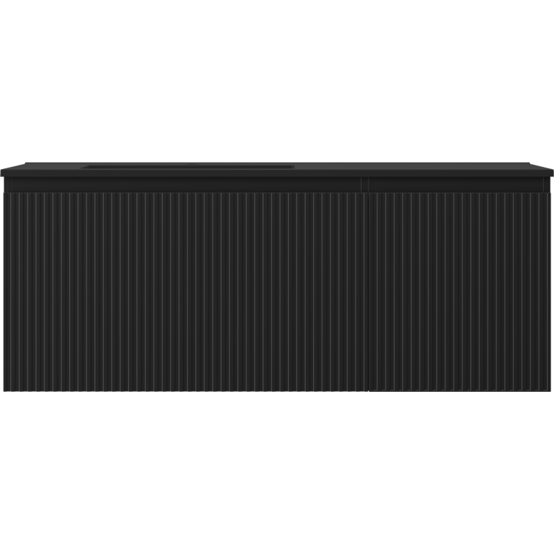 Mexen Rivel badkamerkast 120 cm met wastafel Otis links, 1S, 1D, gegroefd, zwart mat - 91A23-12047-3-BBFF71-W18L71