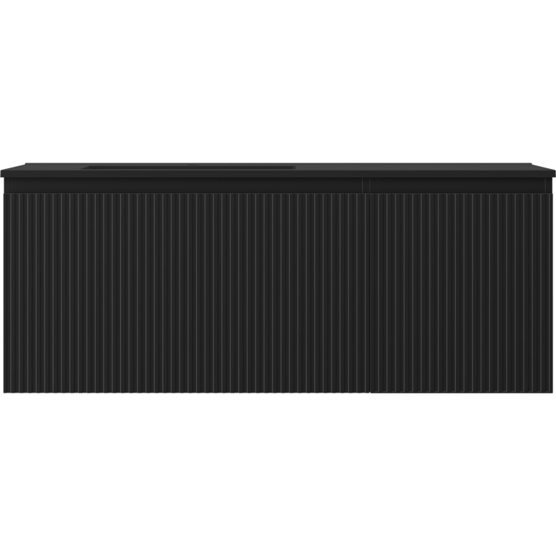 Mexen Rivel badkamerkast 120 cm met wastafel Otis links, 1S, 1D, geribbeld, zwart mat - 91A23-12047-3-BBFF71-W18L71