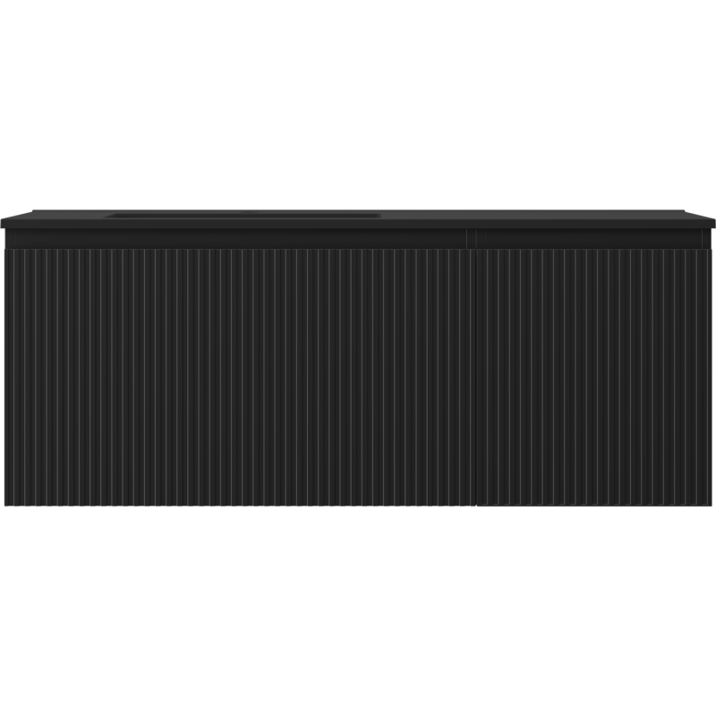 Mexen Rivel mueble de baño de 120 cm con lavabo Otis izquierdo, 1S, 1D, ranurado, negro mate - 91A23-12047-3-BBFF71-W18L71