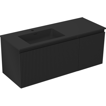 Mexen Rivel armadietto da bagno 120 cm con lavabo Otis sinistro, 1S, 1D, scanalato, nero opaco - 91A23-12047-3-BBFF71-W18L71