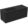 Mexen Rivel Badezimmer-Schrank 120 cm mit Otis Waschbecken links, 1S, 1D, geriffelt, schwarz matt - 91A23-12047-3-BBFF71-W18L71
