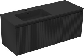 Mexen Rivel armadietto da bagno 120 cm con lavabo Otis sinistro, 1S, 1D, scanalato, nero opaco - 91A23-12047-3-BBFF71-W18L71