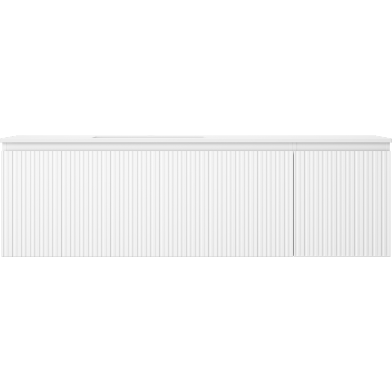 Mexen Rivel armario de baño de 160 cm con lavabo Otis izquierdo, 1S, 1D, acanalado, blanco mate - 91A23-16047-3-BBFF01-W18L01