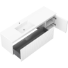Mexen Rivel 160 cm bathroom cabinet with Otis left sink, 1S, 1D, fluted, white matte - 91A23-16047-3-BBFF01-W18L01