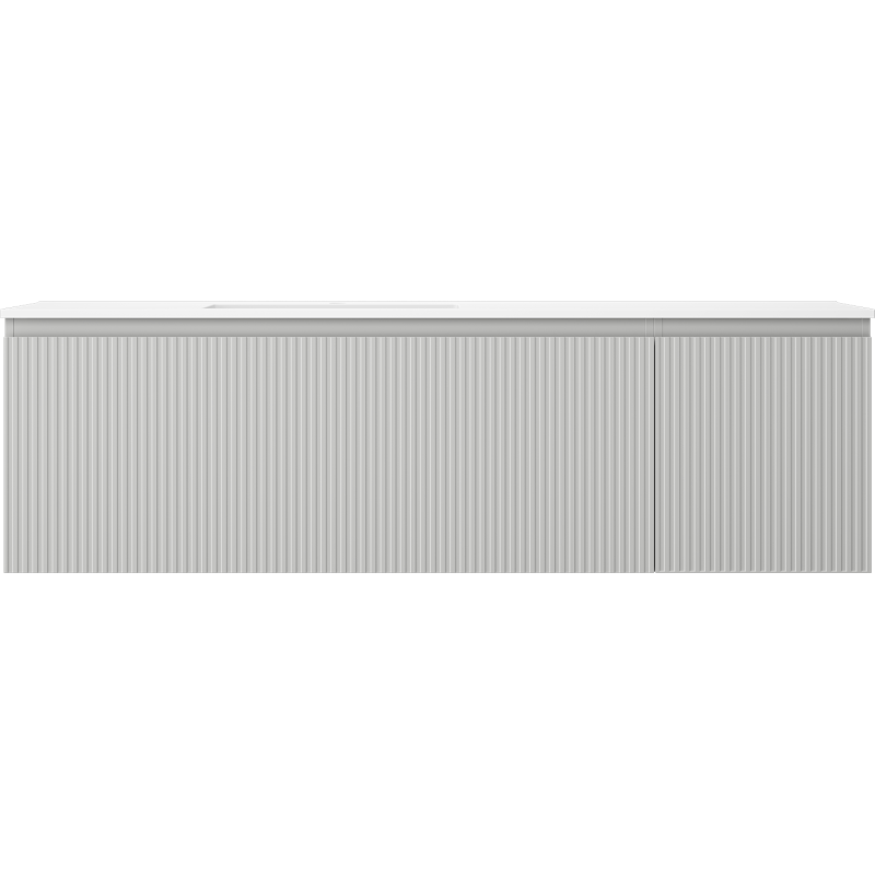 Mexen Rivel armario de baño de 160 cm con lavabo Otis izquierdo, 1S, 1D, estriado, gris mate/blanco mate