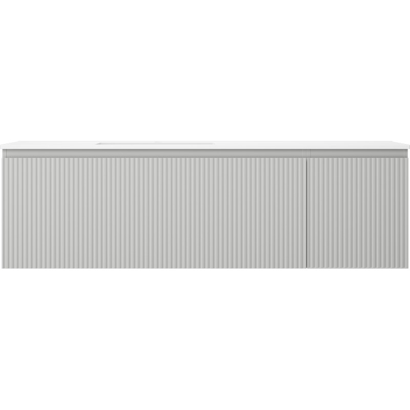 Mexen Rivel badkamerkast 160 cm met wastafel Otis links, 1S, 1D, geribbeld, grijs mat/wit mat - 91A23-16047-3-BBFF62-W18L01