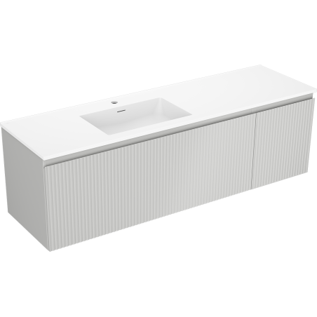Mexen Rivel meuble de salle de bain 160 cm avec lavabo Otis gauche, 1T, 1P, rainuré, gris mat/blanc mat