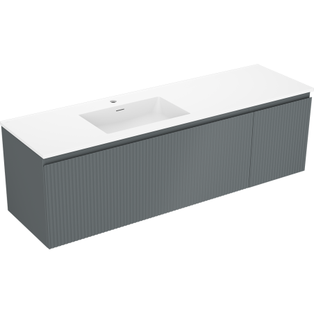 Mexen Rivel armoire de salle de bain 160 cm avec lavabo Otis gauche, 1S, 1D, rainurée, graphite mat/blanc mat