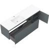 Mexen Rivel Armario de baño de 160 cm con lavabo Otis izquierdo, 1S, 1D, acanalado, grafito mate/blanco mate