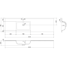 Mexen Rivel Badezimmerschrank 160 cm mit Waschtisch Otis links, 1S, 1D, geriffelt, schwarz matt - 91A23-16047-3-BBFF71-W18L71