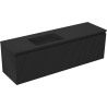 Mexen Rivel bathroom cabinet 160 cm with Otis left sink, 1S, 1D, fluted, black matte - 91A23-16047-3-BBFF71-W18L71