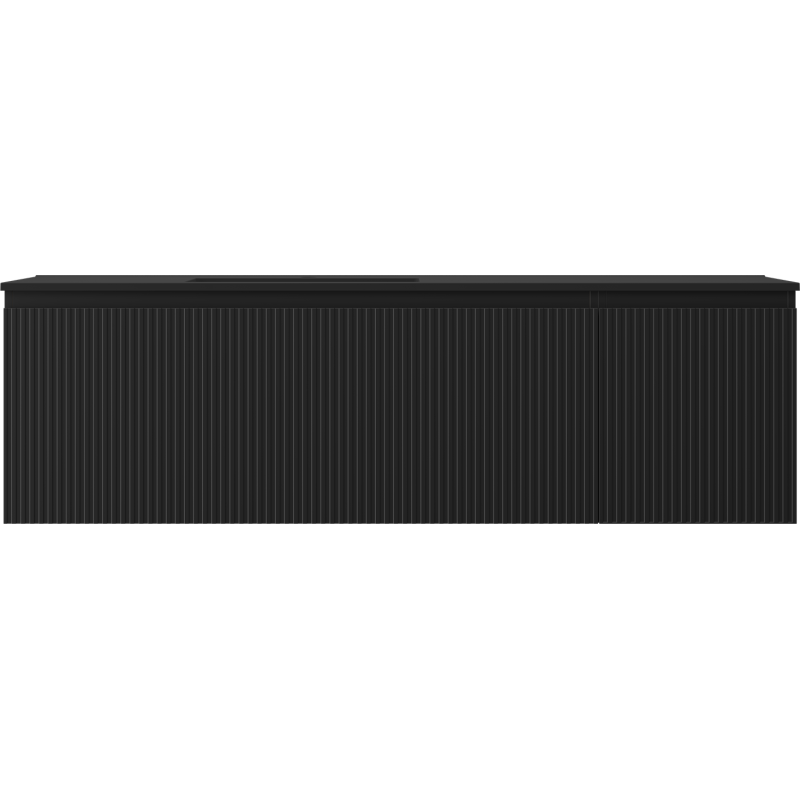 Mexen Rivel kylpyhuonekaappi 160 cm vasemman Otis -pesualtaan kanssa, 1S, 1D, uritettu, musta matta