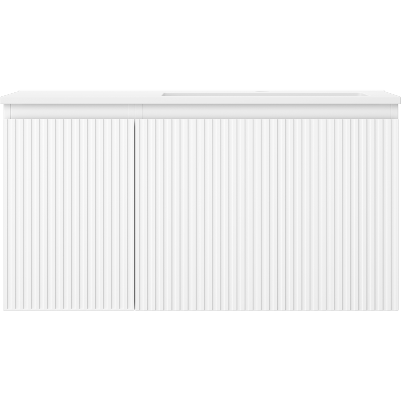 Mexen Rivel armario de baño de 90 cm con lavabo Otis derecho, 1S, 1D, ranurado, blanco mate - 91A23-09047-3-BBFF01-W18P01