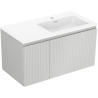 Mexen Rivel mobiletto da bagno 90 cm con lavabo Otis destro, 1S, 1D, scanalato, grigio opaco/bianco opaco