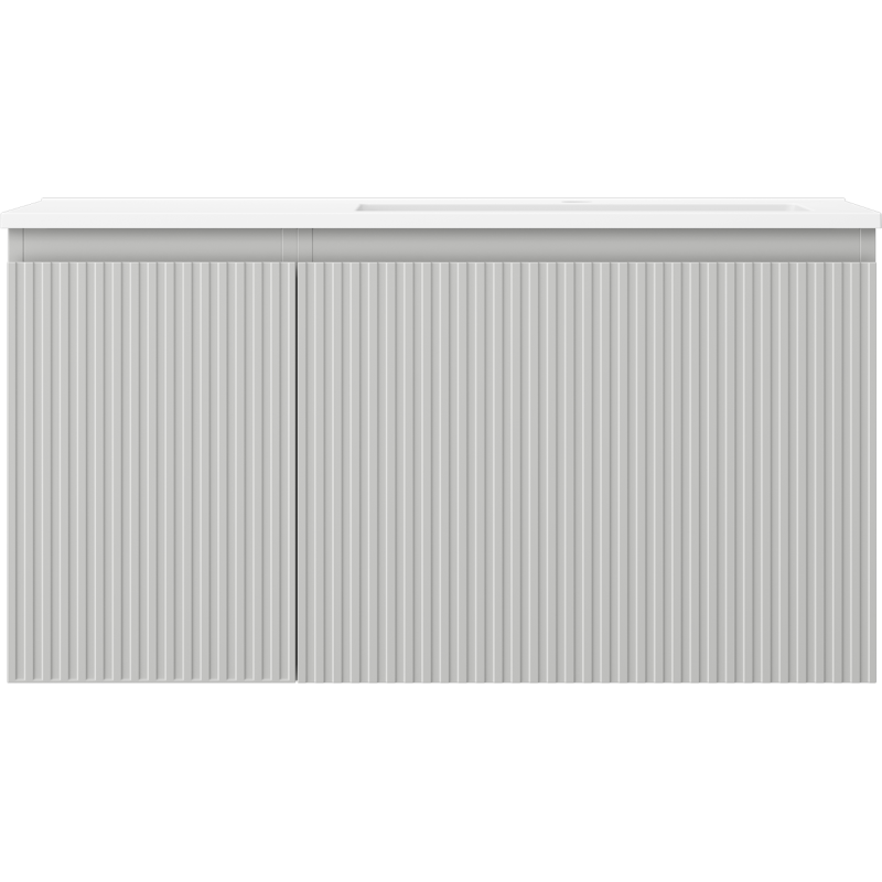 Mexen Rivel armario de baño de 90 cm con lavabo Otis derecho, 1S, 1D, ranurado, gris mate/blanco mate