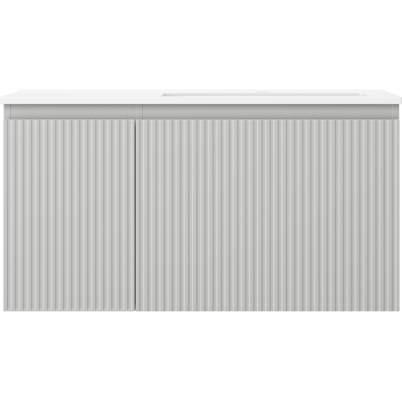 Mexen Rivel armoire de salle de bain 90 cm avec lavabo Otis à droite, 1S, 1D, rainurée, gris mat/blanc mat