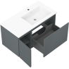 Mexen Rivel mueble de baño de 90 cm con lavabo Otis derecho, 1 cajón, 1 puerta, ranurado, grafito mate/blanco mate