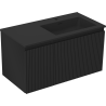 Mexen Rivel bathroom cabinet 90 cm with Otis right sink, 1S, 1D, fluted, black matte - 91A23-09047-3-BBFF71-W18P71