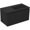 Mexen Rivel mobile da bagno 90 cm con lavabo Otis destro, 1S, 1D, scanalato, nero opaco - 91A23-09047-3-BBFF71-W18P71