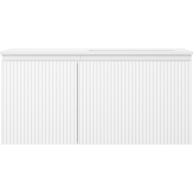 Mexen Rivel armadietto da bagno 100 cm con lavabo Otis destro, 1S, 1D, scanalato, bianco opaco - 91A23-10047-3-BBFF01-W18P01