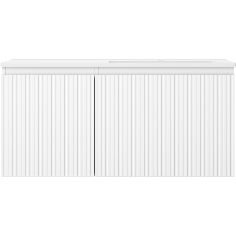 Mexen Rivel Badezimmerschrank 100 cm mit Waschbecken Otis rechts, 1S, 1D, geriffelt, weiß matt - 91A23-10047-3-BBFF01-W18P01