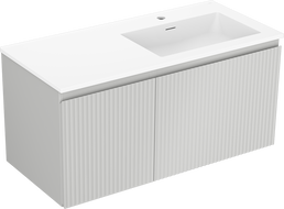 Mexen Rivel 100 cm Bathroom Cabinet with Otis Sink Right, 1S, 1D, Grooved, Gray Matte/White Matte - 91A23-10047-3-BBFF62-W18P01