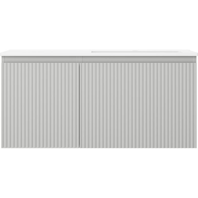 Mexen Rivel badkamerkast 100 cm met wastafel Otis rechts, 1S, 1D, gegroefd, grijs mat/wit mat - 91A23-10047-3-BBFF62-W18P01