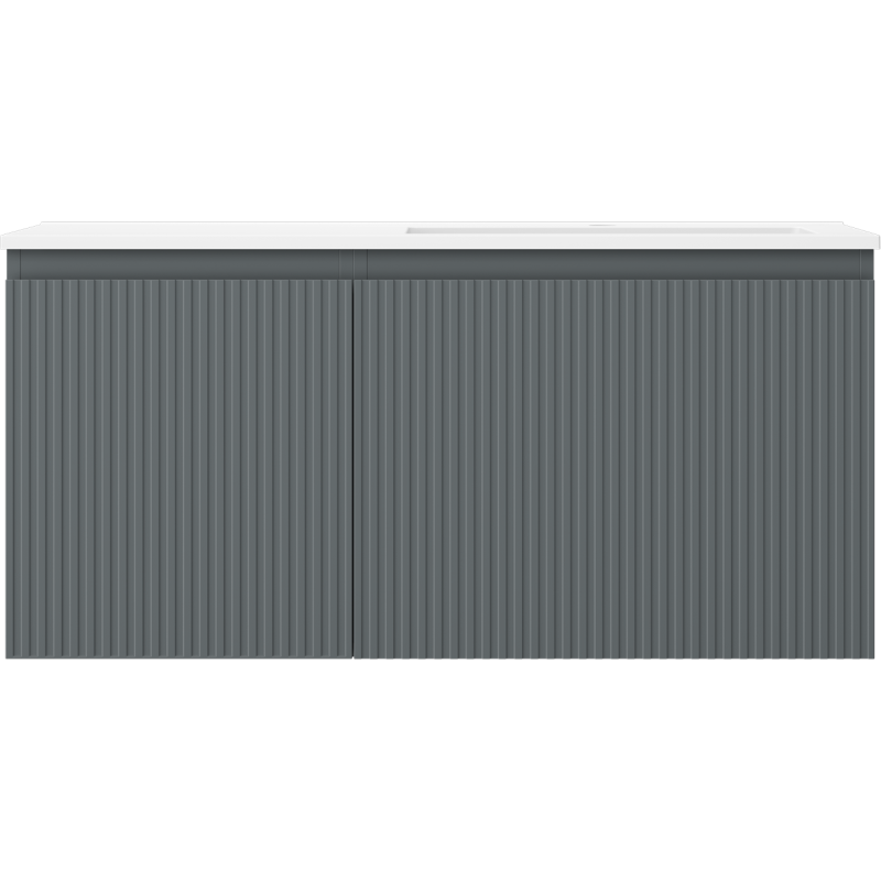 Mexen Rivel badkamerkast 100 cm met wastafel Otis rechts, 1S, 1D, gegroefd, grafiet/wit mat - 91A23-10047-3-BBFF66-W18P01