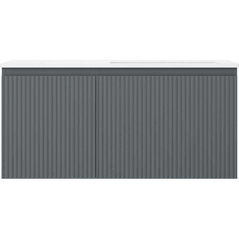 Mexen Rivel badkamerkast 100 cm met wastafel Otis rechts, 1S, 1D, geribbeld, grafiet/wit mat - 91A23-10047-3-BBFF66-W18P01