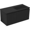 Mexen Rivel Badezimmerschrank 100 cm mit Waschbecken Otis rechts, 1S, 1D, geriffelt, schwarz matt - 91A23-10047-3-BBFF71-W18P71