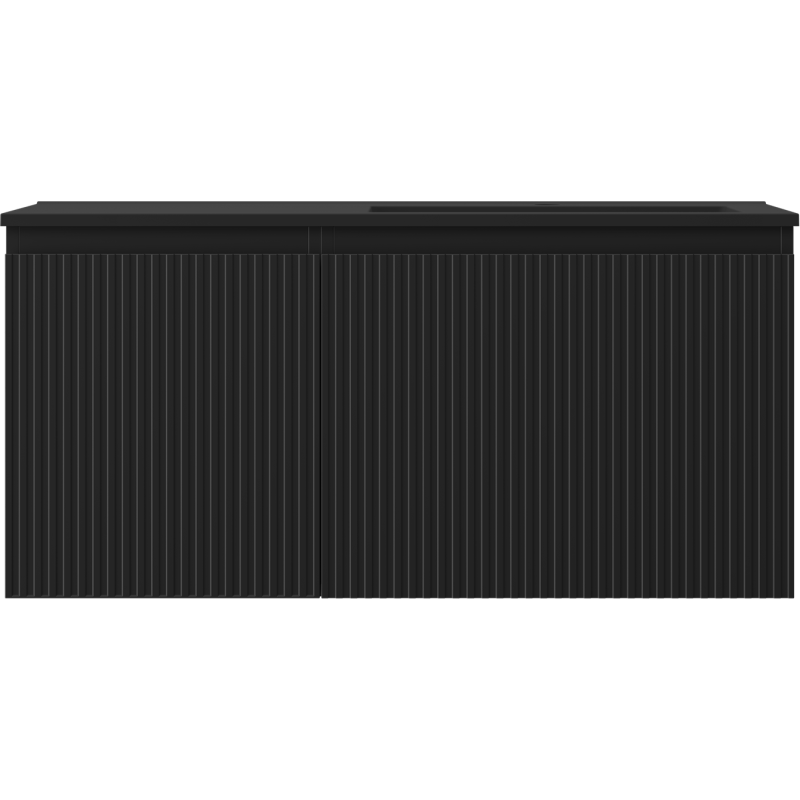 Mexen Rivel gabinete de baño 100 cm con lavabo Otis derecho, 1S, 1D, acanalado, negro mate - 91A23-10047-3-BBFF71-W18P71