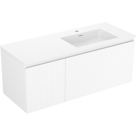 Mexen Rivel szafka łazienkowa 120 cm z umywalką Otis prawą, 1S, 1D, ryflowana, biała mat - 91A23-12047-3-BBFF01-W18P01