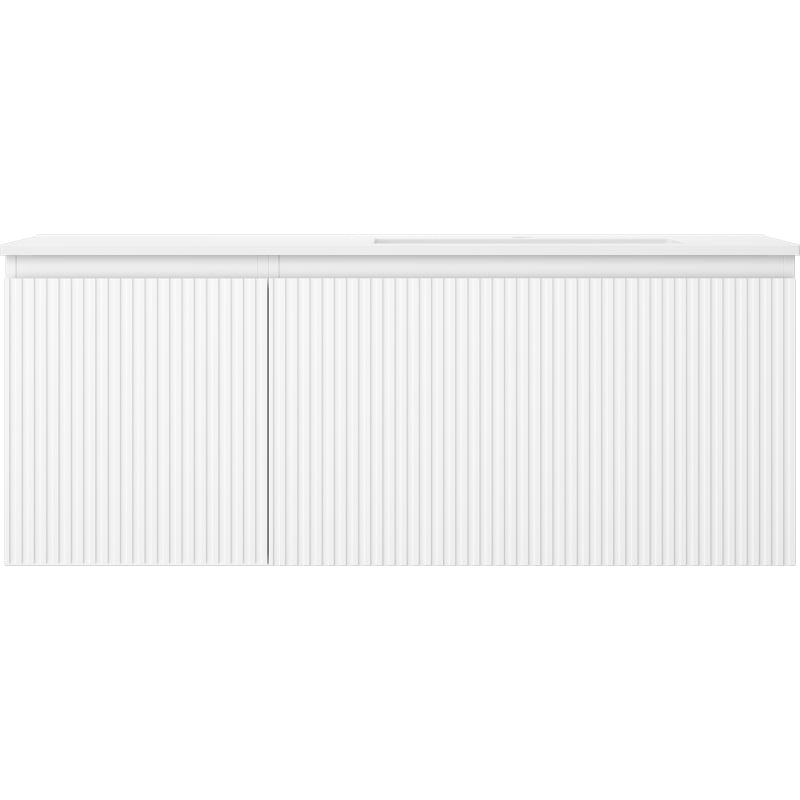 Mexen Rivel 120 cm bathroom cabinet with right Otis sink, 1S, 1D, grooved, white matte - 91A23-12047-3-BBFF01-W18P01