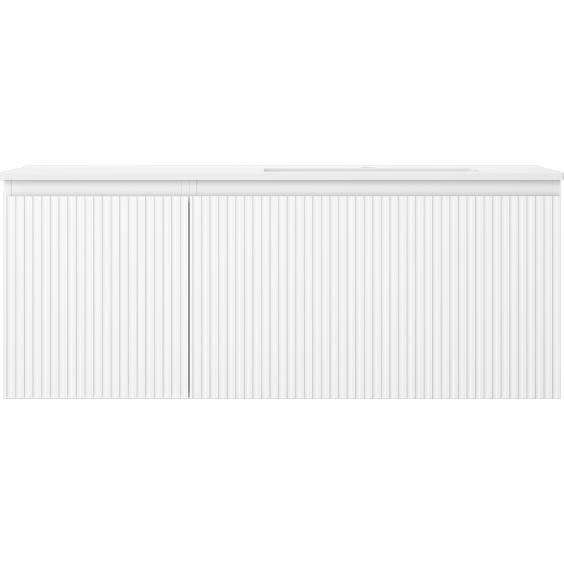Mexen Rivel badkamerkast 120 cm met wastafel Otis rechts, 1S, 1D, geribbeld, wit mat - 91A23-12047-3-BBFF01-W18P01