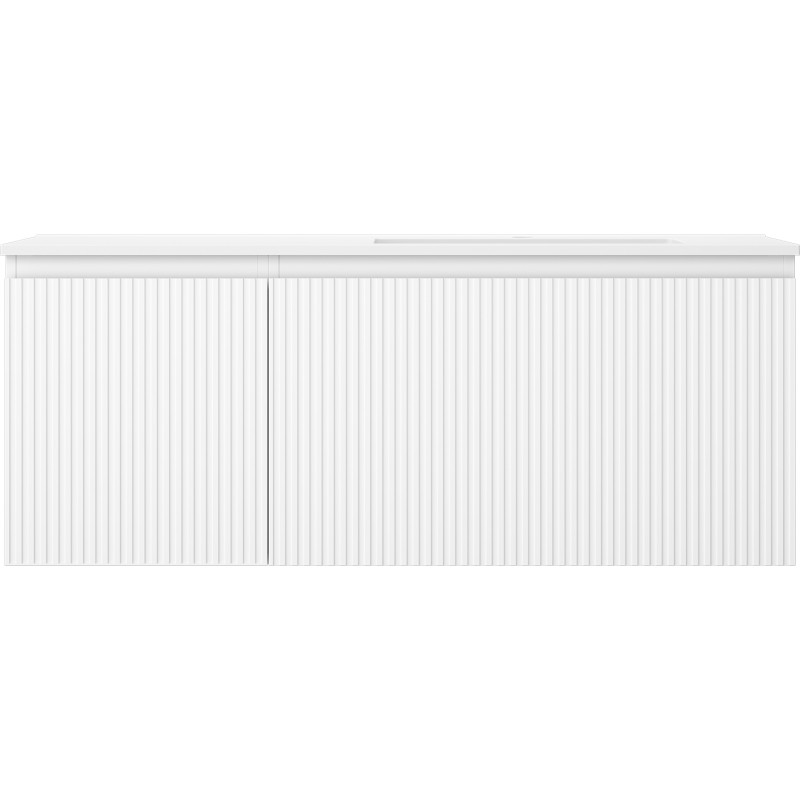 Mexen Rivel meuble de salle de bain 120 cm avec lavabo Otis droit, 1T, 1P, rainuré, blanc mat - 91A23-12047-3-BBFF01-W18P01